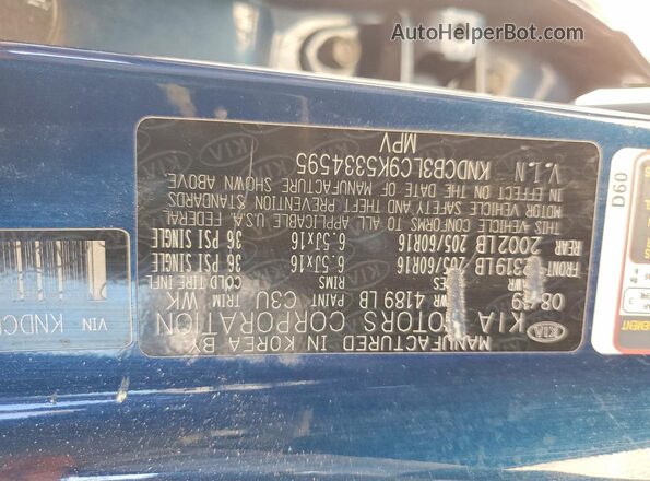 KNDCB3LC9K5334595 2019 KIA NIRO Синий 