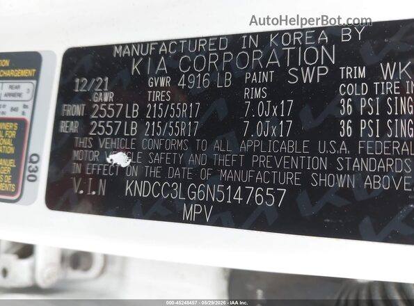 KNDCC3LG6N5147657 2022 KIA NIRO EV White Engine compartment view