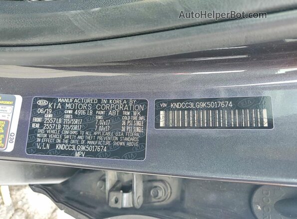 KNDCC3LG9K5017674 2019 KIA NIRO Black Widok naklejki z numerem VIN