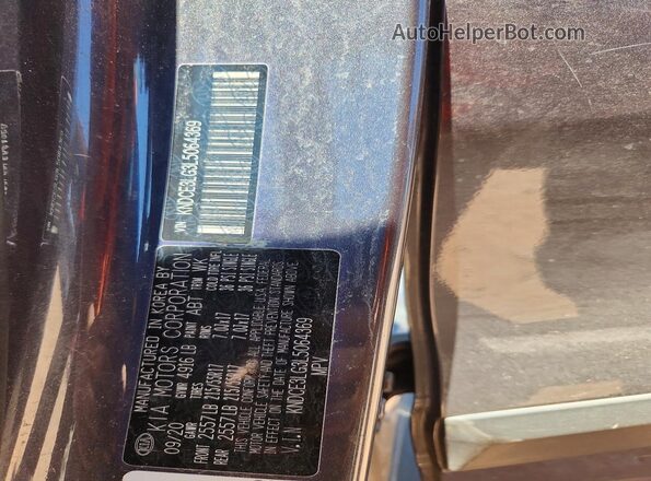 KNDCE3LG3L5064369 2020 KIA NIRO Charcoal VIN կոդի պիտակի տեսք