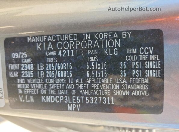 KNDCP3LE5T5327311 2026 KIA NIRO Silver 