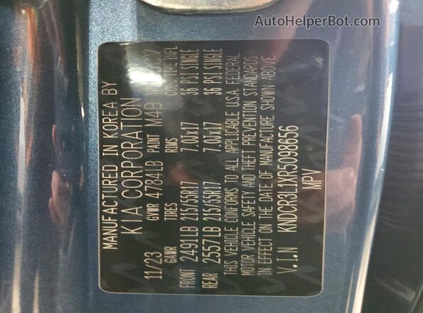 KNDCR3L1XR5098656 2024 KIA NIRO Blue 
