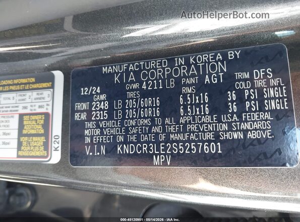 KNDCR3LE2S5257601 2025 KIA NIRO Gray Շարժիչի բաժամունքի տեսք
