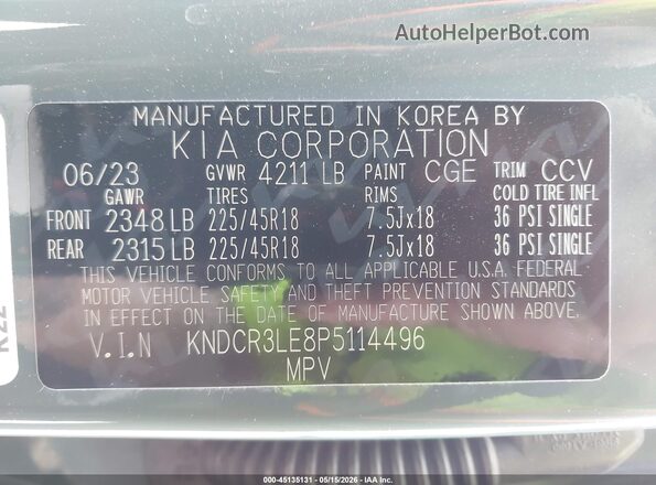 KNDCR3LE8P5114496 2023 KIA NIRO Green ძრავის განყოფილების ხედი