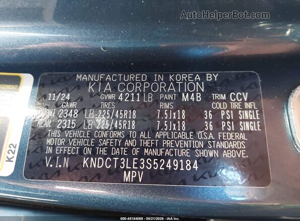 KNDCT3LE3S5249184 2025 KIA NIRO Blue Engine compartment view