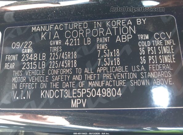 KNDCT3LE5P5049804 2023 KIA NIRO Black 