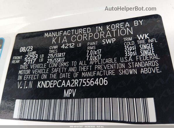 KNDEPCAA2R7556406 2024 KIA SELTOS White ძრავის განყოფილების ხედი