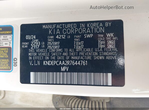 KNDEPCAA2R7644761 2024 KIA SELTOS White Vista del compartimento del motor