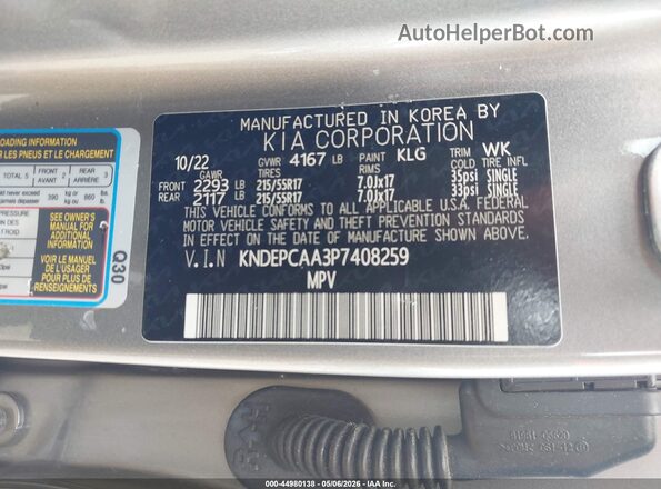 KNDEPCAA3P7408259 2023 KIA SELTOS Gray Widok komory silnika