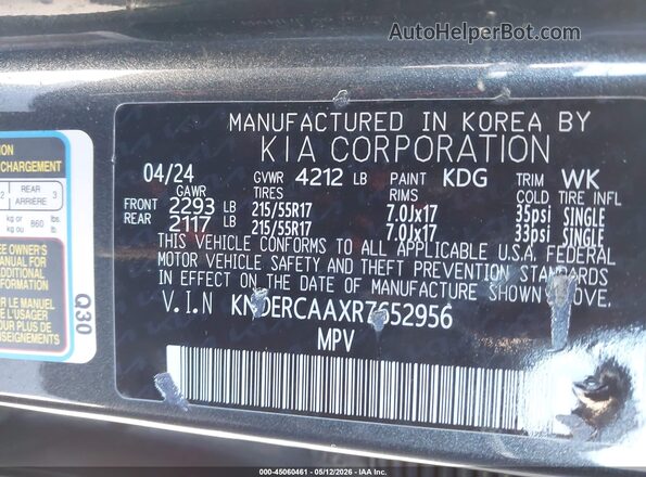 KNDERCAAXR7652956 2024 KIA SELTOS Gray Вид підкапотного простору