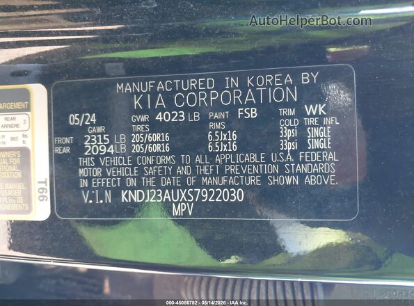 KNDJ23AUXS7922030 2025 KIA SOUL Black Engine compartment view