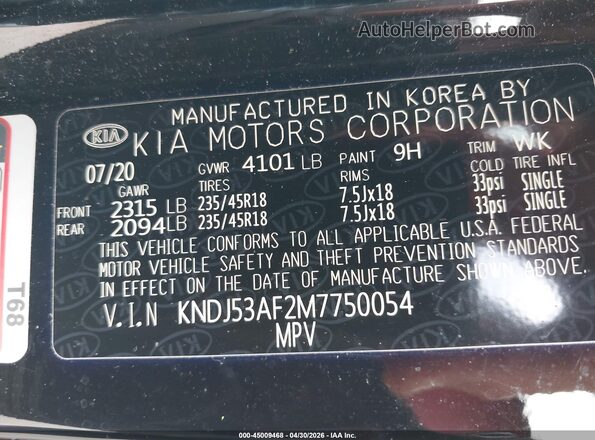 KNDJ53AF2M7750054 2021 KIA SOUL Black Вид підкапотного простору