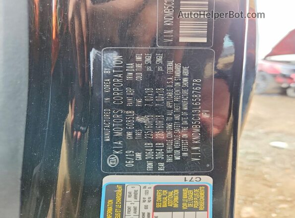 KNDMB5C13L6587678 2020 KIA SEDONA Black Вид наклейки з VIN-кодом