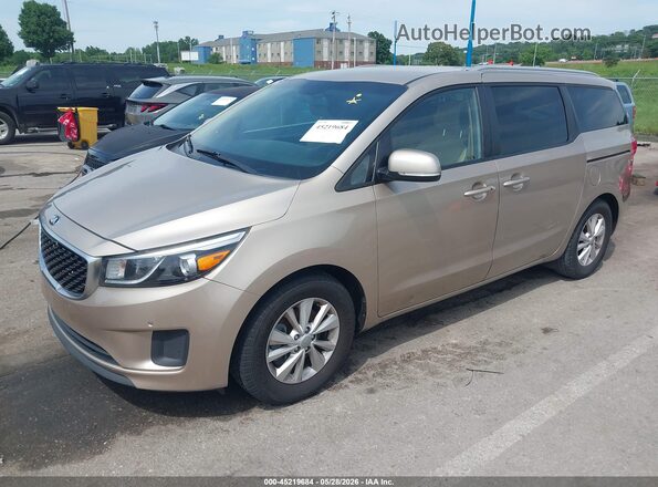 KNDMB5C14H6267468 2017 KIA SEDONA Beige წინა მარცხენა ხედი სამი მეოთხედიდან