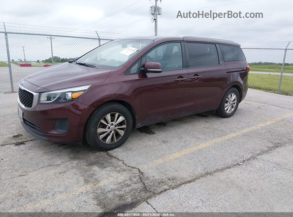 KNDMB5C15G6085633 2016 KIA SEDONA Burgundy Vista tres cuartos delantera izquierda