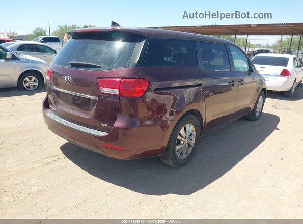 KNDMB5C17H6221679 2017 KIA SEDONA Burgundy Tył prawy