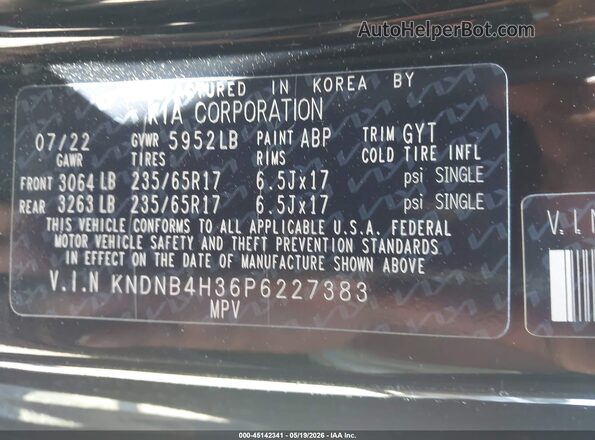 KNDNB4H36P6227383 2023 KIA CARNIVAL MPV Черный Вид подкапотного пространства