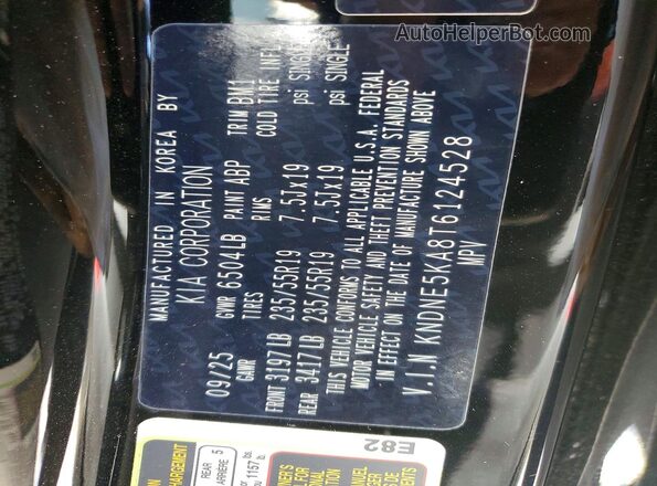 KNDNE5KA8T6124528 2026 KIA CARNIVAL Black VIN sticker view