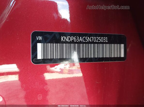 KNDP63AC5N7025031 2022 KIA SPORTAGE Red Вид підкапотного простору