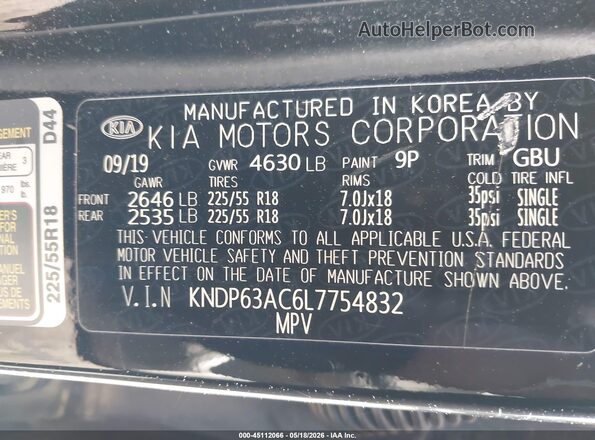 KNDP63AC6L7754832 2020 KIA SPORTAGE Black Շարժիչի բաժամունքի տեսք
