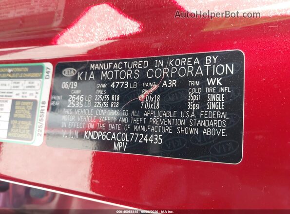 KNDP6CAC0L7724435 2020 KIA SPORTAGE Red Engine compartment view