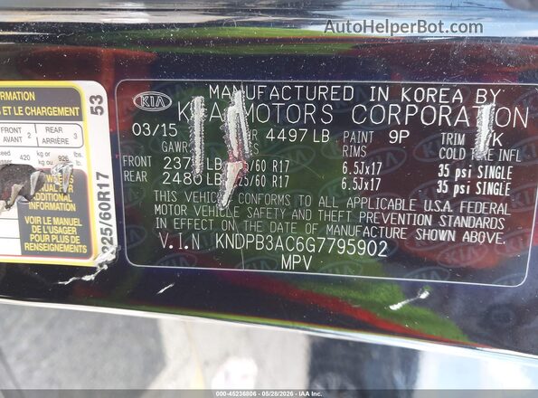KNDPB3AC6G7795902 2016 KIA SPORTAGE Black Widok komory silnika