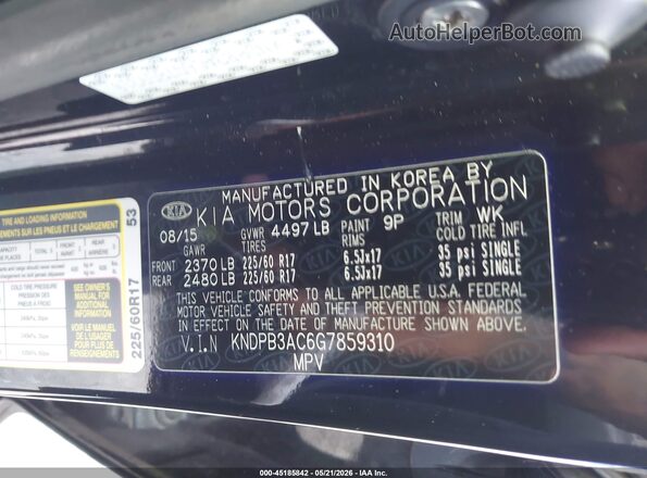 KNDPB3AC6G7859310 2016 KIA SPORTAGE Black Engine compartment view