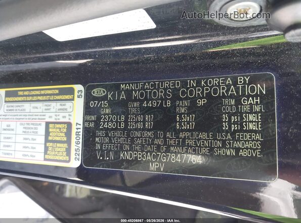 KNDPB3AC7G7847764 2016 KIA SPORTAGE Black Շարժիչի բաժամունքի տեսք