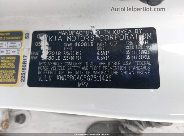 KNDPBCAC5G7811426 2016 KIA SPORTAGE White 