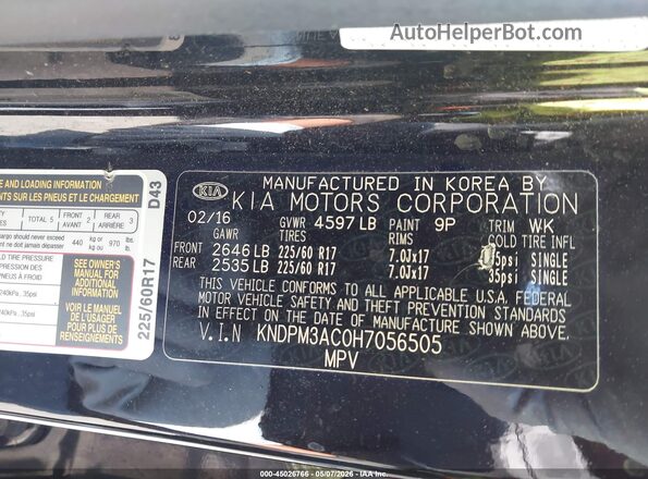 KNDPM3AC0H7056505 2017 KIA SPORTAGE Black 