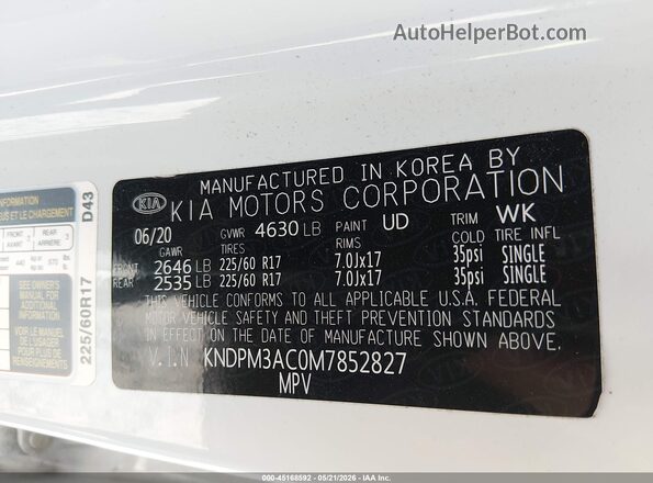 KNDPM3AC0M7852827 2021 KIA SPORTAGE White ძრავის განყოფილების ხედი