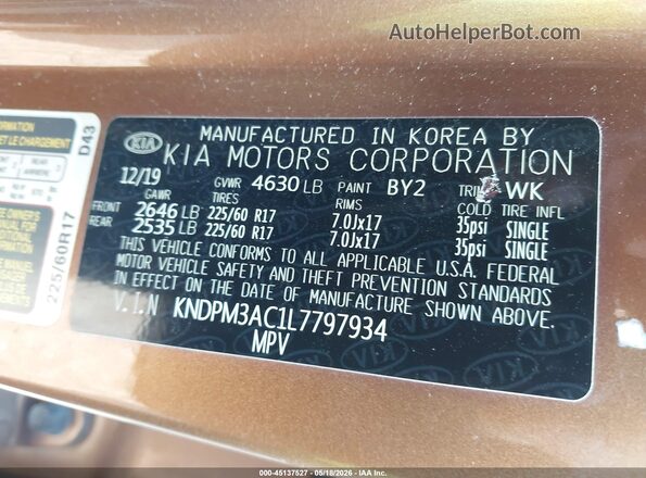 KNDPM3AC1L7797934 2020 KIA SPORTAGE Pewter Շարժիչի բաժամունքի տեսք
