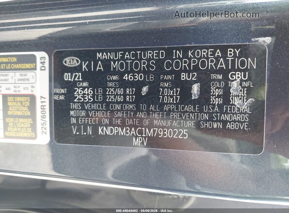 KNDPM3AC1M7930225 2021 KIA SPORTAGE Dark Blue Engine compartment view