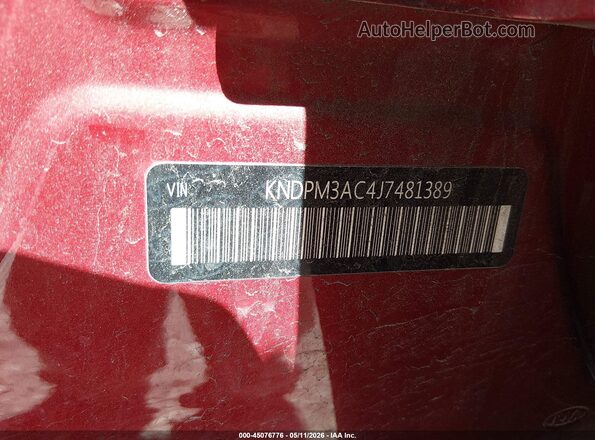 KNDPM3AC4J7481389 2018 KIA SPORTAGE Red Շարժիչի բաժամունքի տեսք