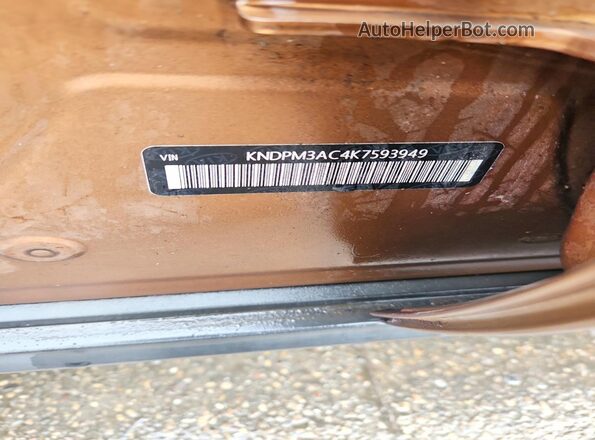 KNDPM3AC4K7593949 2019 KIA SPORTAGE Gold Вид наклейки з VIN-кодом