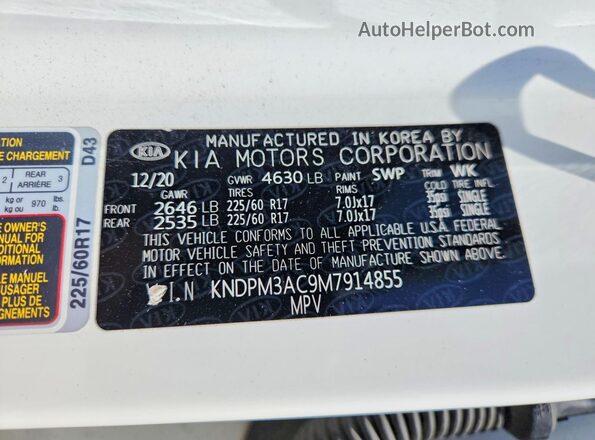 KNDPM3AC9M7914855 2021 KIA SPORTAGE White 