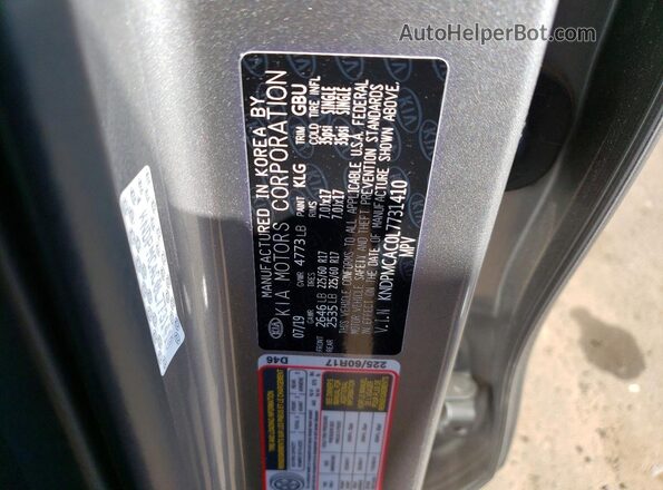 KNDPMCAC0L7731410 2020 KIA SPORTAGE Gray VIN sticker view