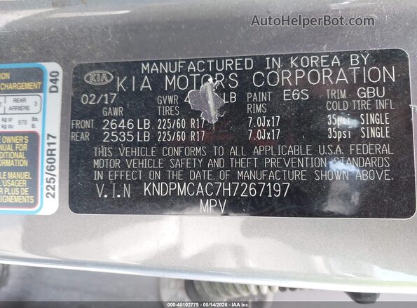 KNDPMCAC7H7267197 2017 KIA SPORTAGE Gray Engine compartment view