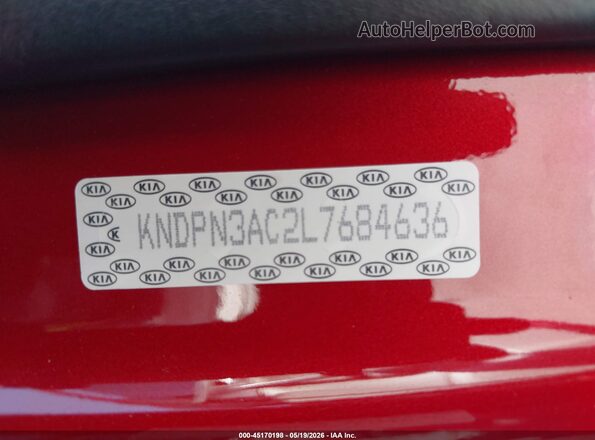 KNDPN3AC2L7684636 2020 KIA SPORTAGE Красный Вид подкапотного пространства