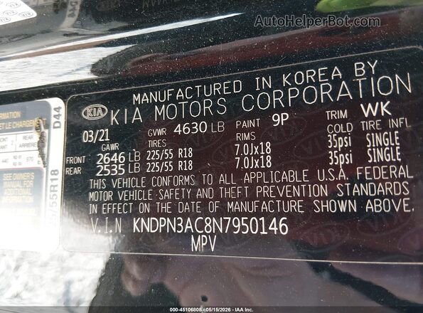 KNDPN3AC8N7950146 2022 KIA SPORTAGE Black Engine compartment view