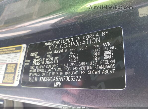 KNDPRCA67N7006272 2022 KIA SPORTAGE Blue ძრავის განყოფილების ხედი