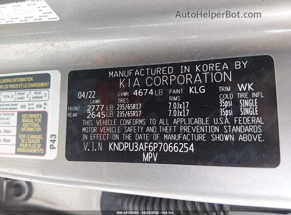 KNDPU3AF6P7066254 2023 KIA SPORTAGE Silver Engine compartment view