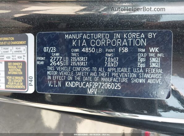 KNDPUCAF2P7206025 2023 KIA SPORTAGE Black Widok komory silnika