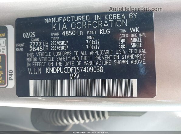 KNDPUCDF1S7409038 2025 KIA SPORTAGE Silver Engine compartment view
