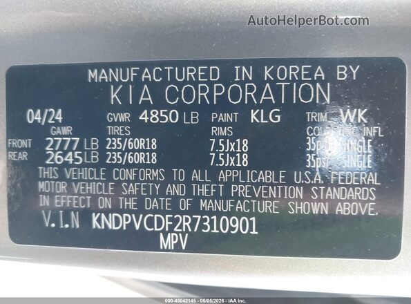 KNDPVCDF2R7310901 2024 KIA SPORTAGE Gray Widok komory silnika