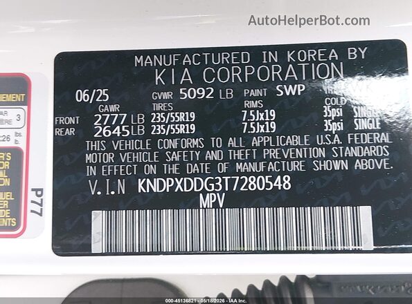 KNDPXDDG3T7280548 2026 KIA SPORTAGE HYBRID White Widok komory silnika