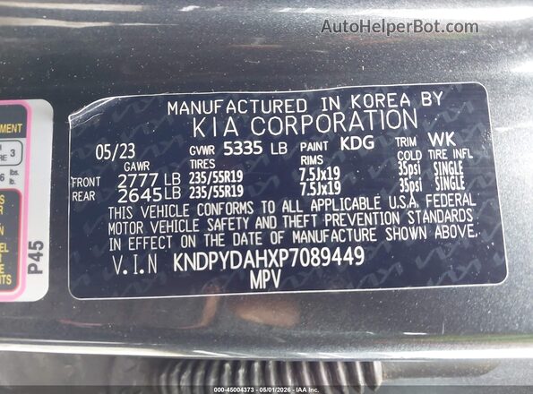KNDPYDAHXP7089449 2023 KIA SPORTAGE PLUG-IN HYBRID Gray Engine compartment view