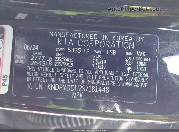 KNDPYDDH2S7181448 2025 KIA SPORTAGE PLUG-IN HYBRID Black Вид підкапотного простору