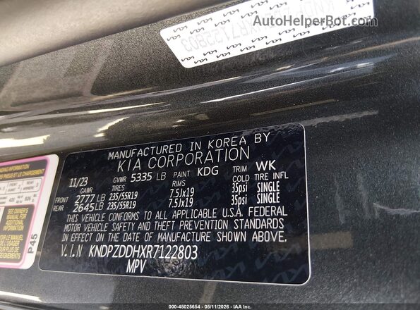 KNDPZDDHXR7122803 2024 KIA SPORTAGE PLUG-IN HYBRID Gray Vista del compartimento del motor