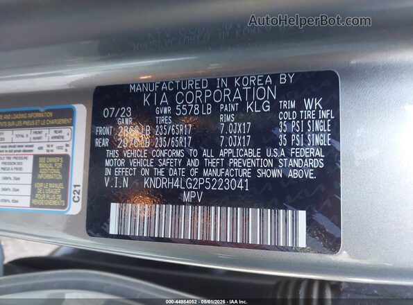 KNDRH4LG2P5223041 2023 KIA SORENTO HYBRID Silver Widok komory silnika